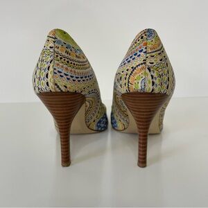 Nine West Barbe Stiletto Heels Pointed Toe Multi Color Fabric Womens 7 Office